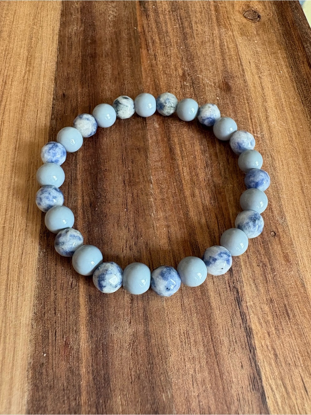 Handmade Beaded Stretch Bracelet with Blue Sodalite